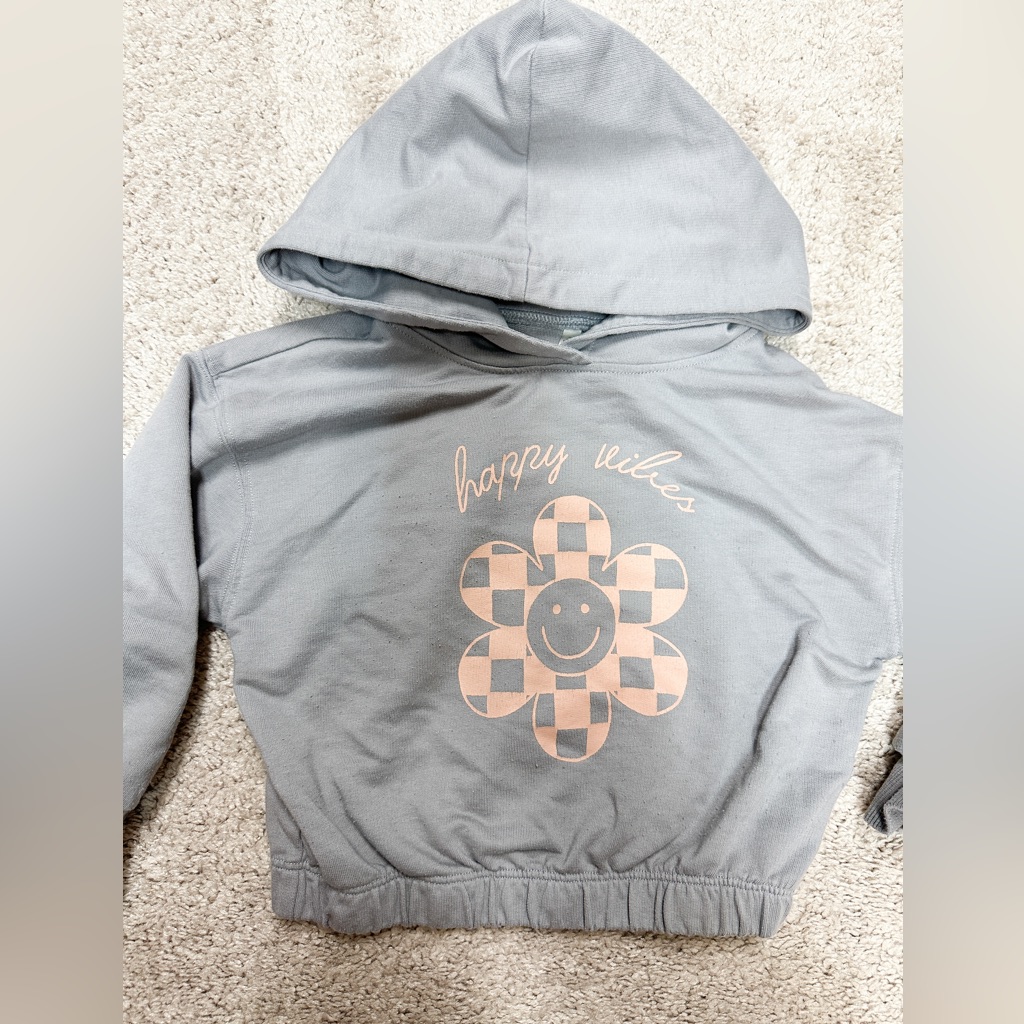 Rylee + Cru Gray Hoodie With Peach Graphic